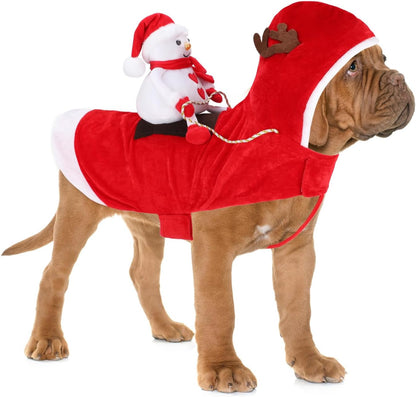 BWOGUE Santa Dog Costume Christmas Pet Clothes Santa Claus Riding Pet Cosplay Costumes Party Dressing up Dogs Cats Outfit for Small Medium Large Dogs Cats