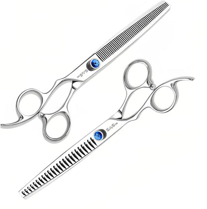 7.5in Thinning Chunker Dog Grooming Scissors Set, VG10 Steel Pet Trimming Scissors Kit, Professional for Rabbit Cat Face Body Hair Cutting Dog Groomer or at Home,Shears with Ergonomic Handle