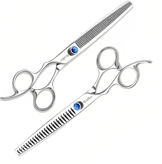 7.5in Thinning Chunker Dog Grooming Scissors Set, VG10 Steel Pet Trimming Scissors Kit, Professional for Rabbit Cat Face Body Hair Cutting Dog Groomer or at Home,Shears with Ergonomic Handle