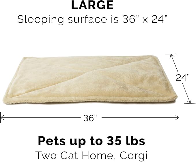 Furhaven ThermaNAP Self-Warming Cat Bed for Indoor Cats & Large/Medium Dogs, Washable & Reflects Body Heat - Quilted Faux Fur Reflective Bed Mat - Cream, Large