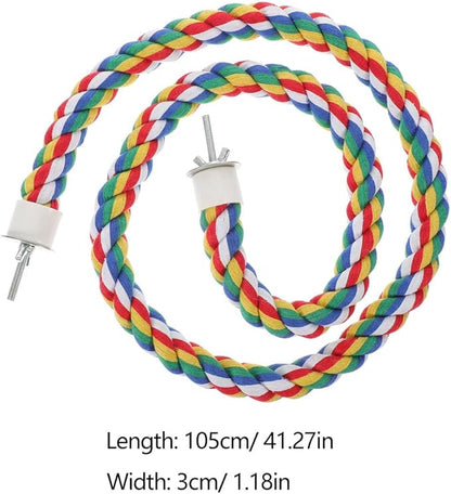 iplusmile Bird Rope Perch Swing & Climbing Toy - 40-Inch Extra Long Soft Spiral Colorful Cotton Rope for Parrots Cockatiels Parakeets Budgie Cage Accessories