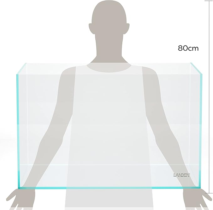 LANDEN 90P 55 Gallon Rimless Low Iron Aquarium Tank,W35.4×D19.7×H19.7 in(90x50x50cm) 10mm Thickness with Black Nano Foam Leveling mat Included