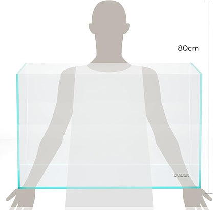 LANDEN 90P 55 Gallon Rimless Low Iron Aquarium Tank,W35.4×D19.7×H19.7 in(90x50x50cm) 10mm Thickness with Black Nano Foam Leveling mat Included