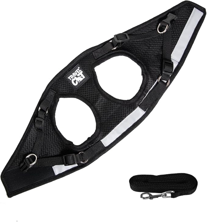Travel Cat Harness and Leash Set - Adjustable Fit Mesh Cat Harness and Reflective Strap - Comfort Walking Vest for Kitten for Outdoor Walking, Hiking (Extra Small, Black)
