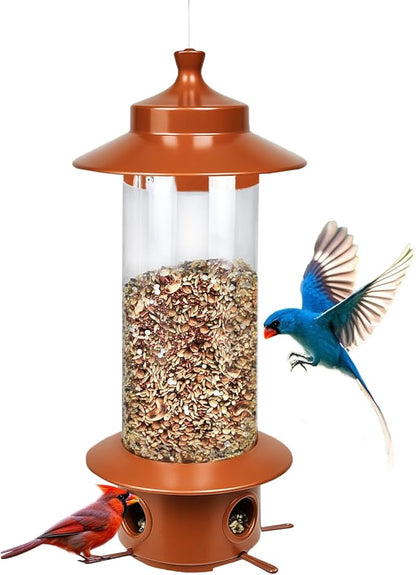 Squirrel Proof Bird Feeder for Outdoor, Gravity Sense Squirrel Proof Wild Bird Feeders for Finch Cardinal Chickadee, 4.8LB Large Capacity Hanging Birdfeeder