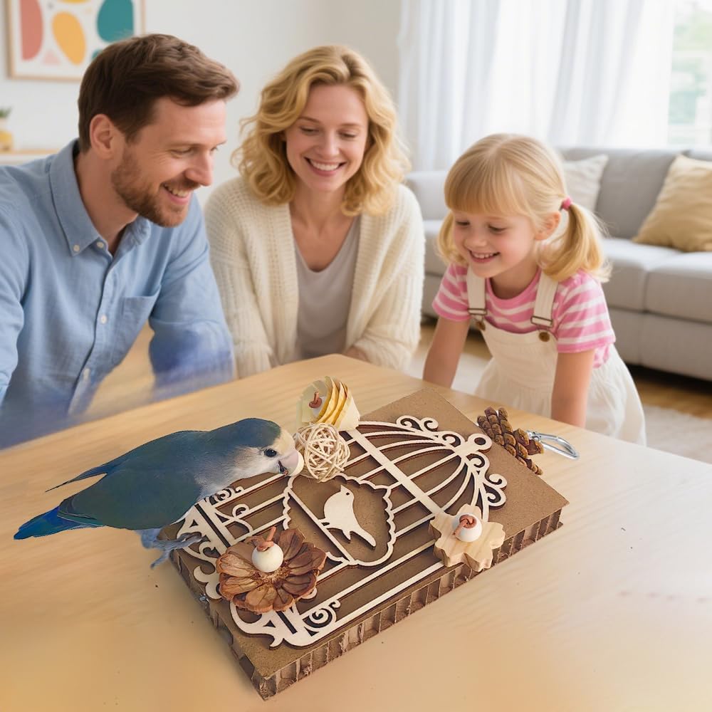 Paper Bird Toys, Parakeet Toys, Parrot Toys, Conure Hanging Chewable Cardboard Foraging Suitable for Budgies, Cockatiels, Lovebirds, Sun Conures - and Other Small/Medium Parrots