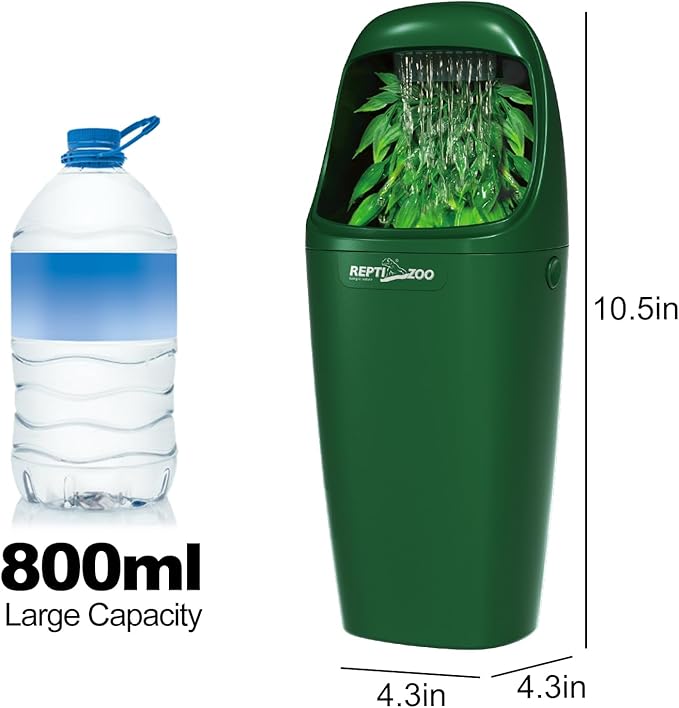 REPTIZOO Reptile Waterfall Automatic Reptile Drinking Fountain Water Dispenser, Chameleon Water Fountain Water Dripper for Bearded Dragon Iguana Frog Gecko