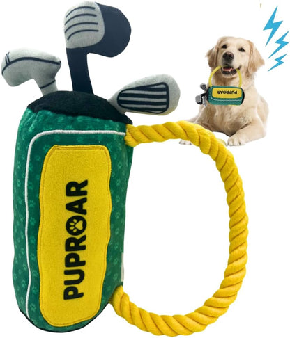 Golf Dog Toy – Funny Dog Christmas & Birthday Gift with Squeaker Rope & Crinkle, Fun & Interactive Puppy Present & Stocking Stuffer