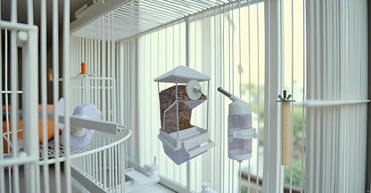 Automatic Bird Feeder for Cage(3ps) No Mess Bird Water Dispenser Clear No Spill Budgie Feeder Cage Accessories for Small Parrots, Cockatiels, Finches, Lovebirds (White Pointed tip 002)