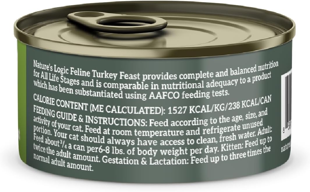 Nature's Logic 24 Count Feline Turkey Canned Food, 24-5.5 oz