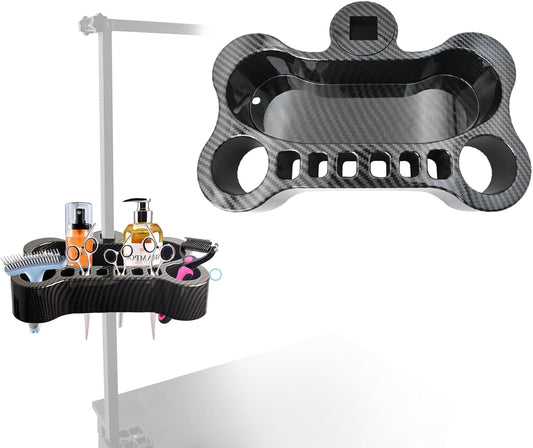 Adjustable Pet Grooming Organizer for Scissors, Brushes and Tools - Rotatable Multi-Compartment Grooming Arm Stand