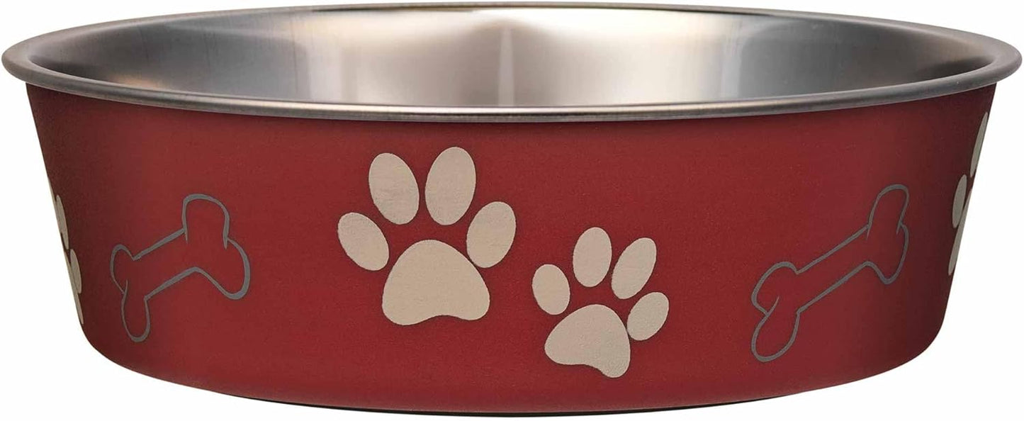 Loving Pets Bella Dog Bowls- Stainless Steel Dog & Cat Bowls - Spill Proof Dog Food Bowl, Cat Bowl, Puppy Essentials & Pet Supplies Great for Home & Travel (Medium 20-35 lbs, Merlot)