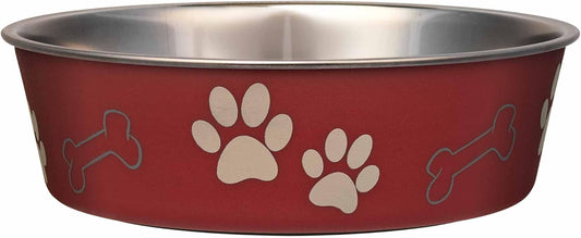 Loving Pets Bella Dog Bowls- Stainless Steel Dog & Cat Bowls - Spill Proof Dog Food Bowl, Cat Bowl, Puppy Essentials & Pet Supplies Great for Home & Travel (Medium 20-35 lbs, Merlot)