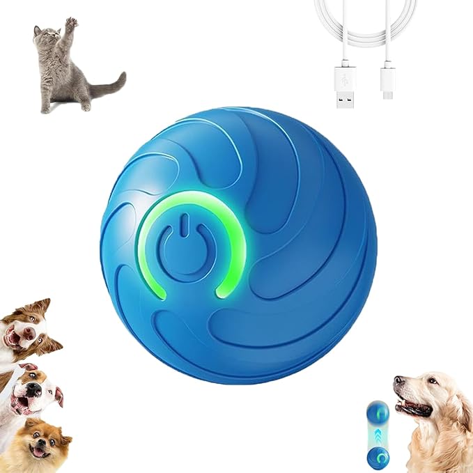 Smart Jumping Ball for Dogs,Duraspin Dog Bouncing Ball,Automatic Rolling,Interactive Bouncing Toys for Small Dogs,Blue