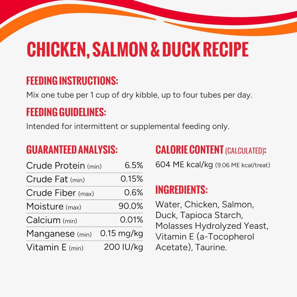 Good 'n' Tasty Triple Flavor Puree Mix-Ins Variety Pack Dog Food Topper Treats for All Dogs, 84 Count, Easy Single-Serve Portions, Added Protein with Chicken, Salmon, Duck, Beef and Rabbit