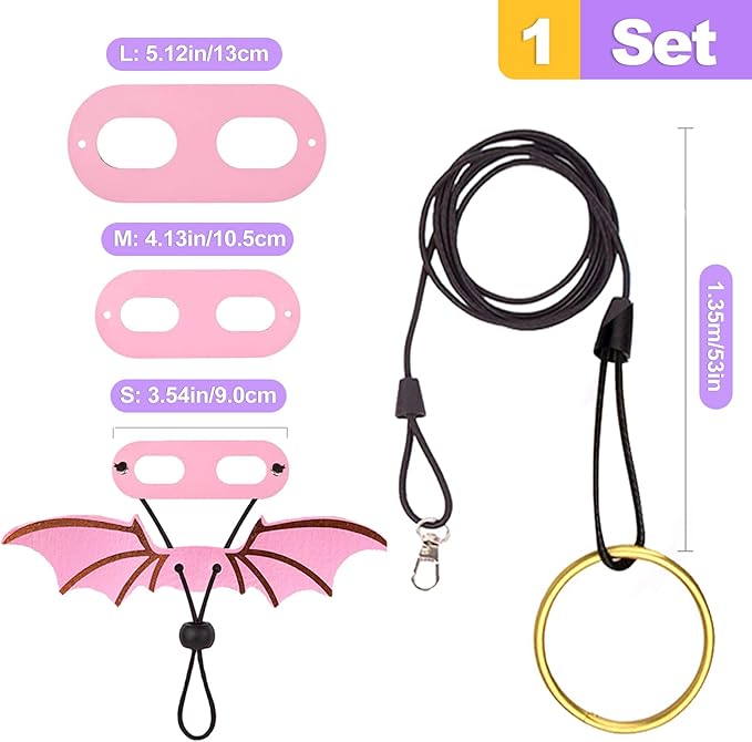 3 Sizes Adjustable Soft Leather & Nylon Bearded Dragon Harness and Leash Set Reptile Lizard Leashes for Outdoor Walking-Pink