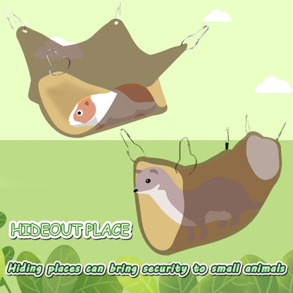 LEFTSTARER Guinea Pig Ferret Rat Hammock Toy Small Animal Cage Accessories Hideout Tunnel & Bunkbed Hammock for Rat Ferret Guinea Pig Hamster Sugar Glider Chinchilla, 1.Forest Hammock Set