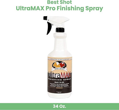 Best Shot UltraMAX Pro Finishing Spray, Ideal Detangler Spray for Pets, Hydrating and Soothing Pet Grooming Spray, for Dogs and Cats, 34 Oz.