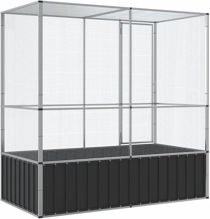 Galvanized Steel Large Flight King Bird Cage, Steel Outdoor Aviary, Outdoor Indoor Large Bird Cage Aviary Pet House for Cockatiels African Parakeets, 82.9"x42.1"x83.5",-301