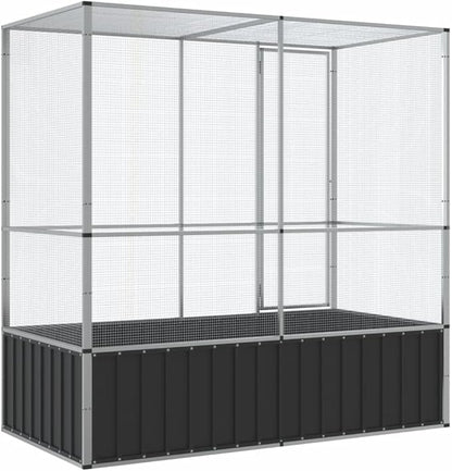 Galvanized Steel Large Flight King Bird Cage, Steel Outdoor Aviary, Outdoor Indoor Large Bird Cage Aviary Pet House for Cockatiels African Parakeets, 82.9"x42.1"x83.5",-301