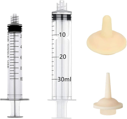 Pet Feeding Syringe with Nipple, Silicone Feeding Tools for Kitten Puppy Feeding Syringe for Newborn Cat Dog Small Animals Rabbits (10ml+30ml)