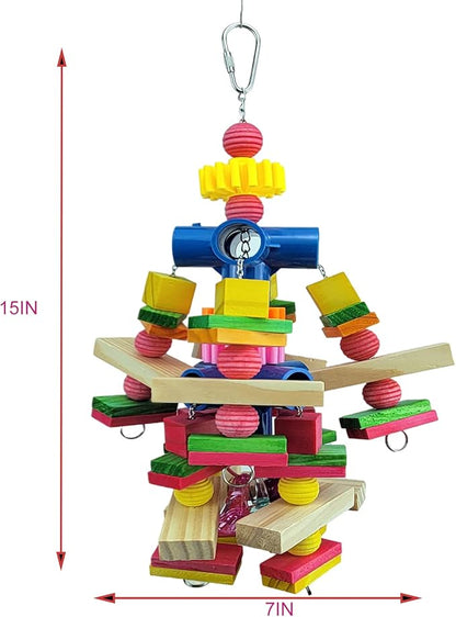 Parrot Toys for African Grey Parrots, Cockatoos, Small Macaws, Amazon Parrots Small and Medium Birds Natural Wooden Safe and Durable Chew Toys and Bird Cage Accessories
