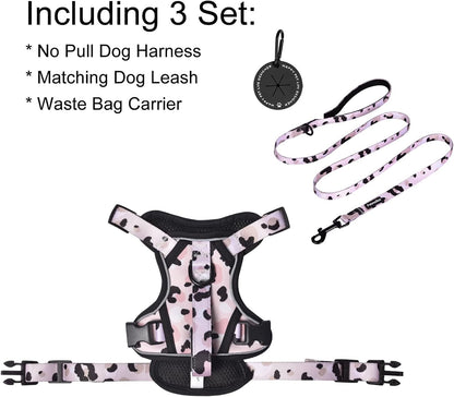 Petmolico Dog Harness for Small Dogs, Cute Harness Vest with Two Leash Clips and Soft Handle, Reflective Easy Walk Puppy Vest - Pink Leopard, Small