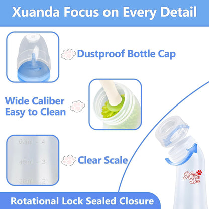 Pet Feeding Bottle and Syringes, 3 Sizes Nipples with Ventilation Valve Resistant Tearing Perfect for Puppies, Kittens, Small Wildlife (Blue)