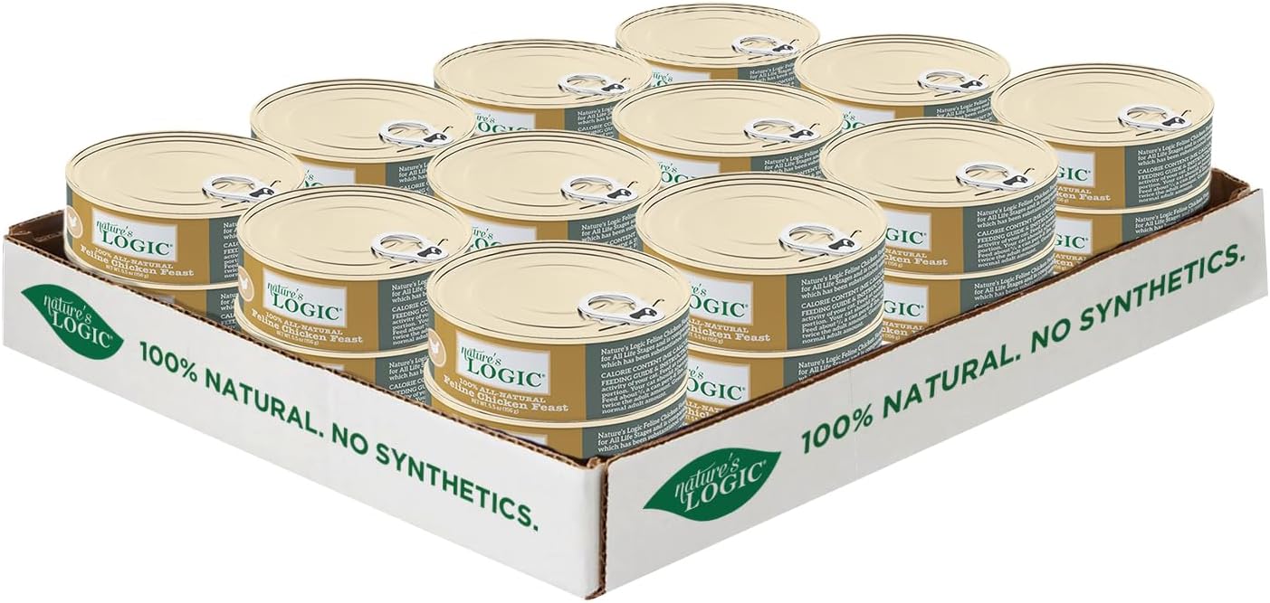 Nature's Logic Wet Cat Food - Feline Chicken Feast 95% Animal Ingredients - No Synthetic Vitamins, Minerals or Artificial Additives, 100% Natural, Grain-Free, Made in USA - Chicken (5.5 oz, 24 pack)