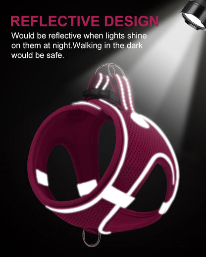 Joytale Small Dog Harness, Breathable Mesh Step-in Vest, Reflective Soft Padded Harnesses for Medium Dogs, Hot Pink, XL