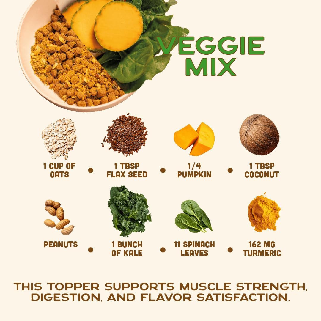 Smart Cookie Natural Dog Food Topper - Veggie - Dog Meal Mixer for All Ages - Vegan Food Topper for Picky Eaters and Boosting Nutrition - Non GMO, Made in The USA - 7 oz Bag (15 Day Supply)