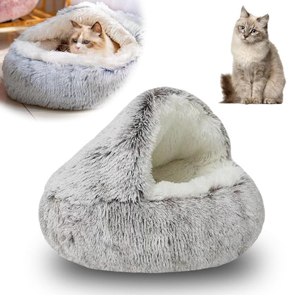 Lapcatz Nest Bed, 2026 Upgraded Cat Beds for Indoor Cats, Portable Fluffy Pet Bed, Durable Covered Cat Bed for Indoor Use, Soft Puppy Bed for Pet Owners (Coffee, Medium)
