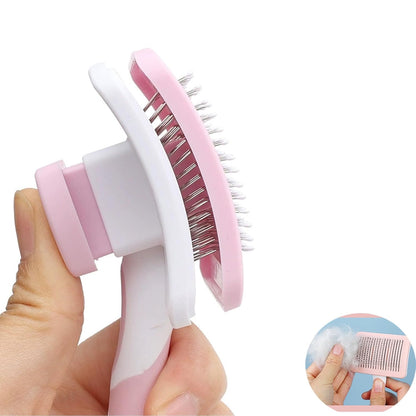 Self Cleaning Shedding Brush - Skin Friendly Grooming Tool for Dogs, Cat Grooming Brush, Skin Friendly Deshedding Grooming Tool for Dogs & Cats, Suitable for Shedding & Haired Pets (Pink)