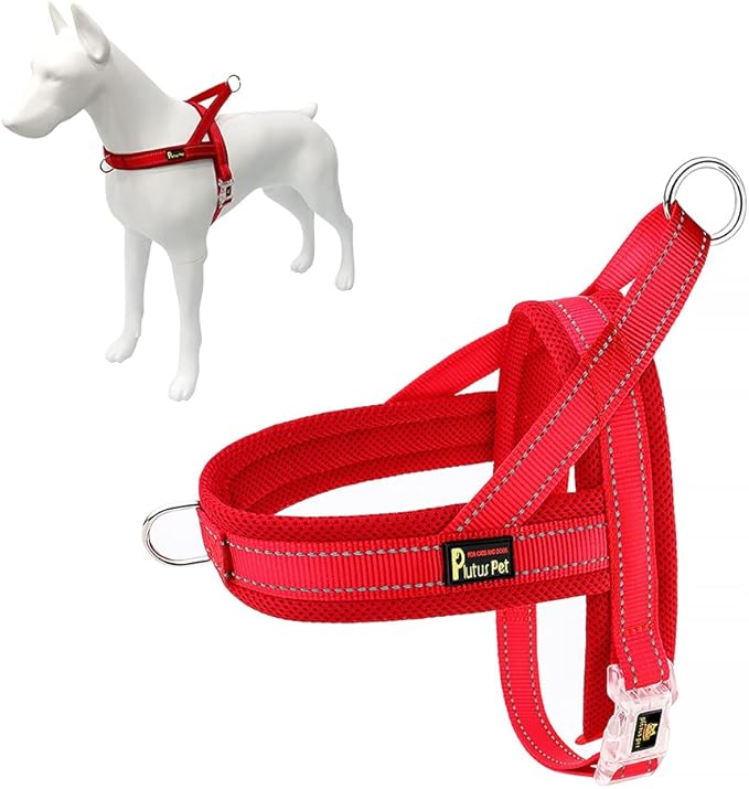 Plutus Pet No Pull Dog Harness with Breathable Mesh Padded, Adjustable Reflective Escape Proof Dog Harness, Quick Fit Dog Vest Harness for Small Medium Large Dogs(XL, Red)