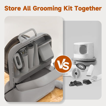 BONJELA Pet Grooming Vacuum and Dryer for Dogs with 3L Large Canister, Dog Grooming Vacuum Able to Store All Attachments, Powerful 15000Pa Suction Dog Vacuum for Shedding Grooming, Grey