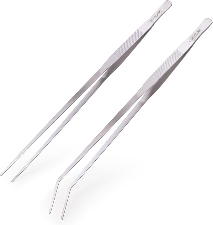 Extra Long Aquarium Tweezers Curved and Straight, 23.6 inches Terrarium Tweezers, Extra Long Tweezers Set, Reptile Feeding Tongs