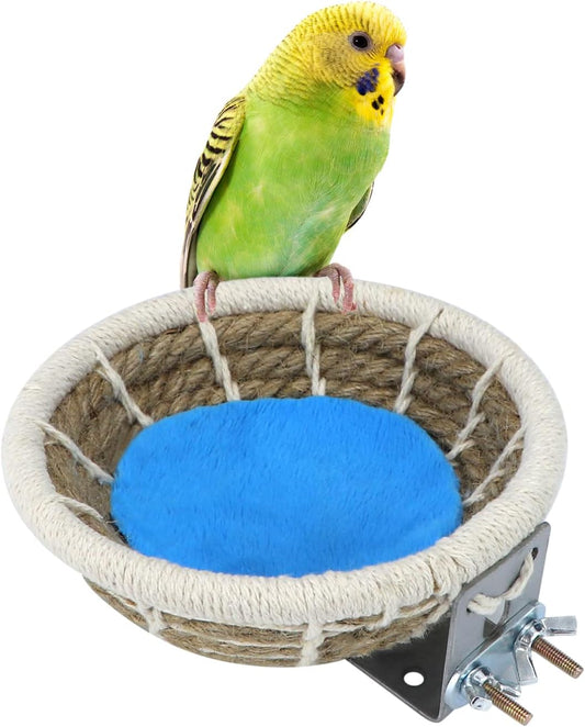 Wontee Bird Nest Breeding Nest Bed Bird Cage House for Parrots Budgies Parakeets Cockatiels Canary Finch Lovebirds (Hemp Rope)
