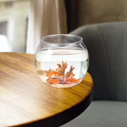 Mipcase Plastic Fish Bowl, Round Goldfish Tank Small Betta Fish Bowl Clear Fish Tank Bowl Desktop Goldfish Bowl for Home Decor