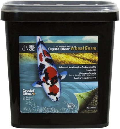 CrystalClear Koi & Pond Fish Food - Wheat Germ - 3.0mm Pellet Size - 4.4 Pound Bucket