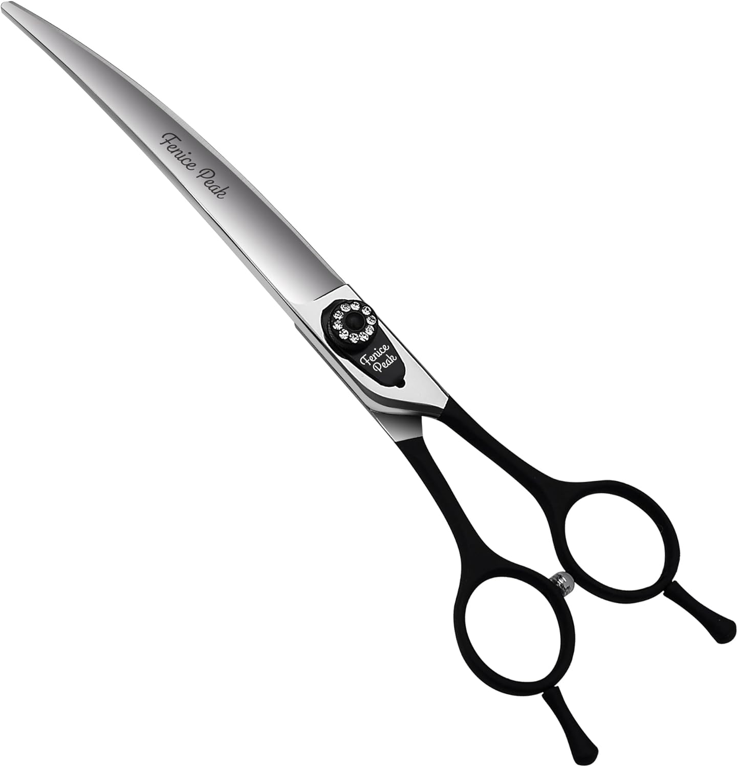 Fenice 7.5" Professional Grooming Scissors for Dogs, Made of Japanese Stainless Steel, Curved Shears (Black)