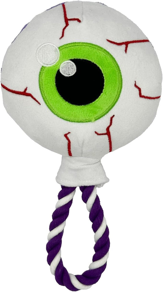 Huxley & Kent Halloween Funny Dog Toy w/Squeaker – Power Plush Squeaky Dog Toys for Small, Medium & Large Dogs – Soft Stuffed Animal for Indoor Play & Fetch - Eyeball Safety Pop, One Size