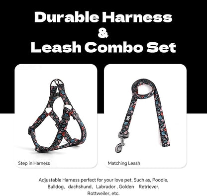 QQPETS Dog Harness Leash Set Adjustable Heavy Duty No Pull Halter Harnesses for Small Medium Large Breed Dogs Back Clip Anti-Twist Perfect for Walking