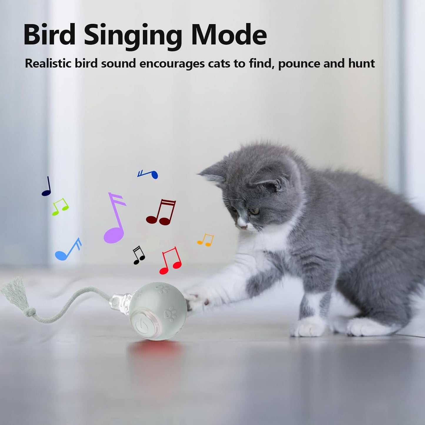 Interactive Cat Toys, Automatic Moving Cat Toy for Bored Indoor Adult Cats, Fast Rolling , Chirping & Motion-Activated Cat Toys, Fun Gift for Cats with Speedy Tail 2.0, USB Rechargeable(gray)