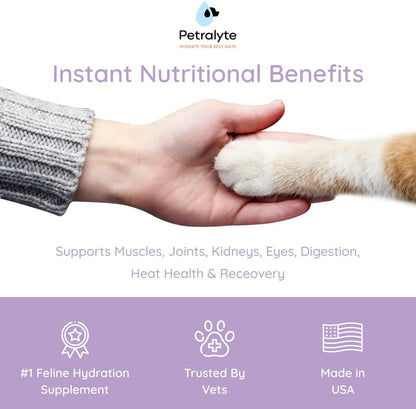 Petralyte Cat Hydration Electrolyte and Cat Joint Supplement | Hydration Support for Cats w/Glucosamine, Chondroitin, L-Glutamine, Taurine, Lysine & Prebiotics | for Salmon Lovers | 16 Packets