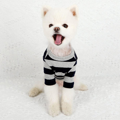 Dog Cotton Shirts for Small and Large Dogs Rugby Striped T-Shirts Soft Breathable Dog Shirt pet Clothes (X-Small, Gray/Navy)
