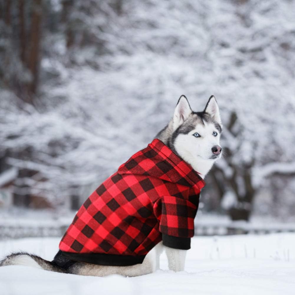 Plaid Dog Hoodie Sweatshirt Sweater for Extra Large Dogs Cat Puppy Clothes Coat Warm and Soft(XL)