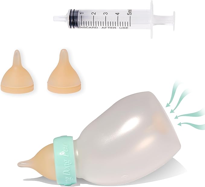 Kittens Feeder Bottle, Silicone Feeding Nipple and Syringes for All Breed Kittens and Small Animals Dongdong pet