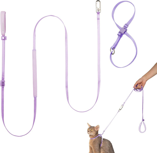 Cat Harness and Leash Set, Lightweight Escape Proof Cat Harness Leash with Padded Handle, Adjustable Cat Leash and Harness for Kitten Small Large Cats Walking Training (Monet Purple, S)
