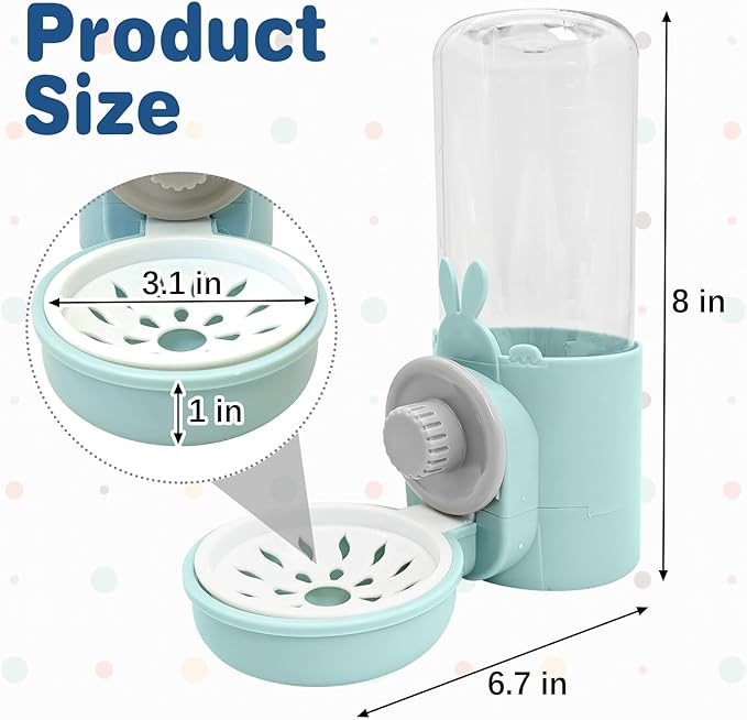 kathson Rabbit Water Dispenser for Cage 17 Oz Hanging Guinea Pig Water Bottle No Drip Gravity Automatic Bunny Water Bottle No Leak Small Animal Water Bottle for Chinchilla Ferret Hamster(Light Blue)