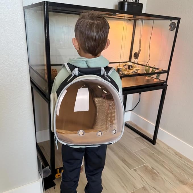 Small Animal Travel Backpack Carrier,Portable Bearded Dragon Bag for Sugar Glider,Hedgehog,Rat,Bunny,Rat,Outdoor Used (Polarized-Brown, New Version Backpack+BP LSH)